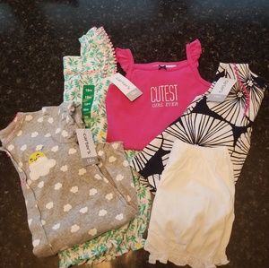 2 rompers and an outfit short set